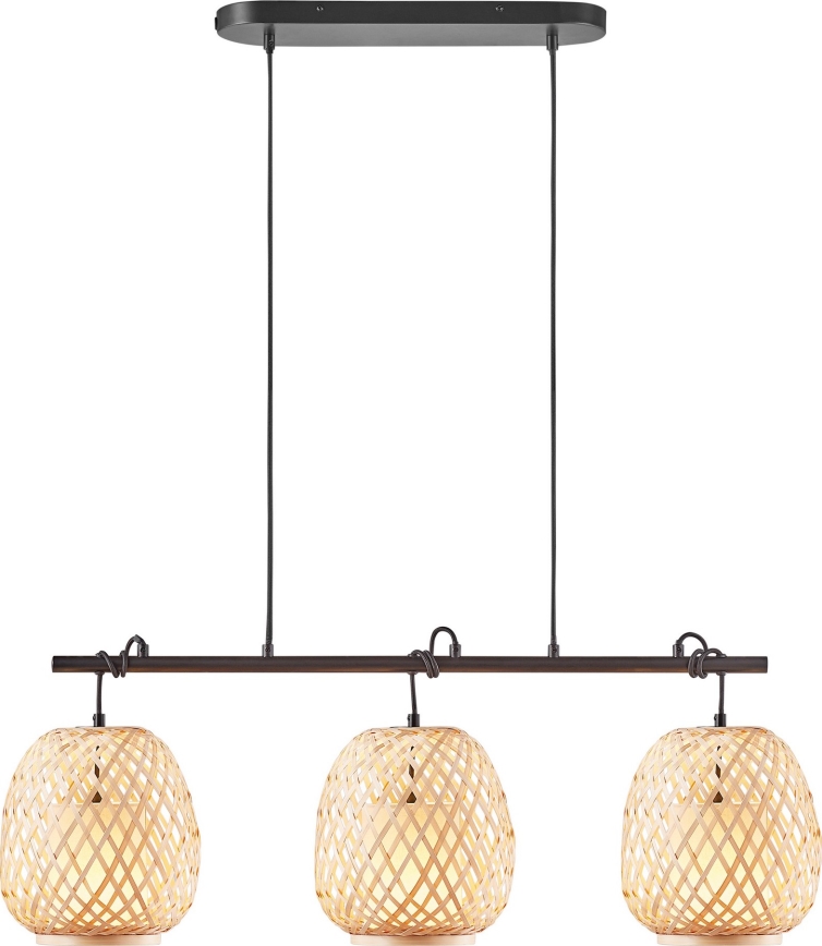 Nordlux - Lampadario a sospensione con filo HISOKA 3xE27/40W/230V nero/bambù