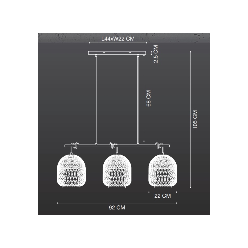 Nordlux - Lampadario a sospensione con filo HISOKA 3xE27/40W/230V nero/bambù