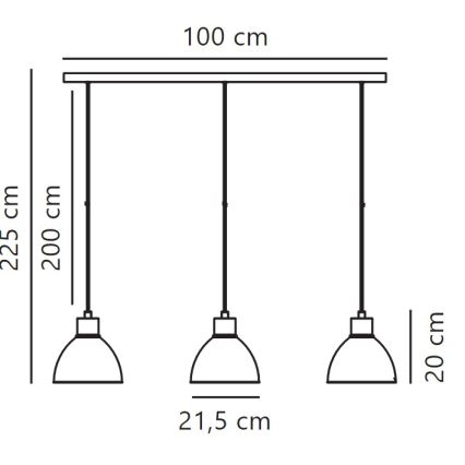 Nordlux - Lampadario a sospensione con filo POP 3xE27/40W/230V nero/oro