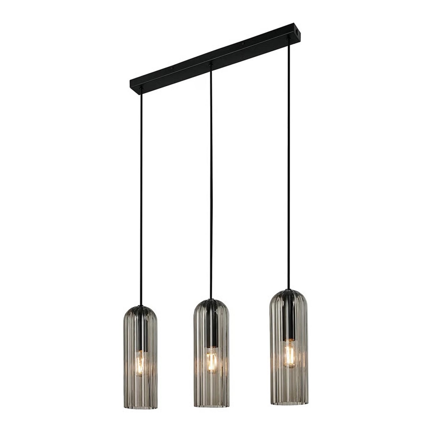 Nordlux - Lampadario a sospensione su cavo MIELLA 3xE27/25W/230V nero/fumé