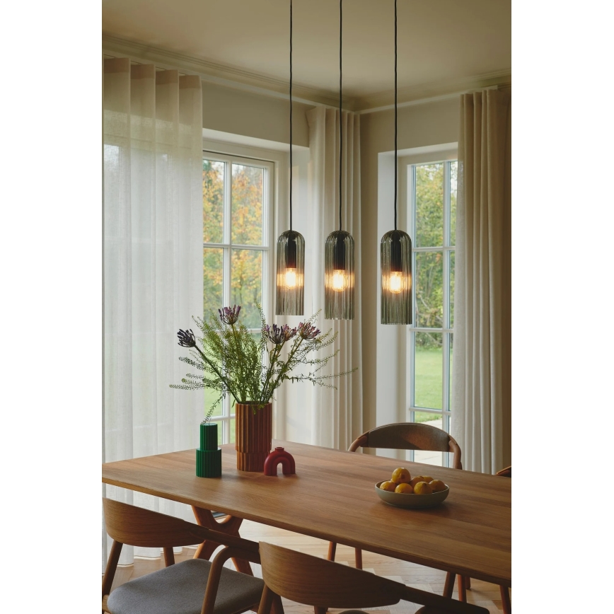 Nordlux - Lampadario a sospensione su cavo MIELLA 3xE27/25W/230V nero/fumé