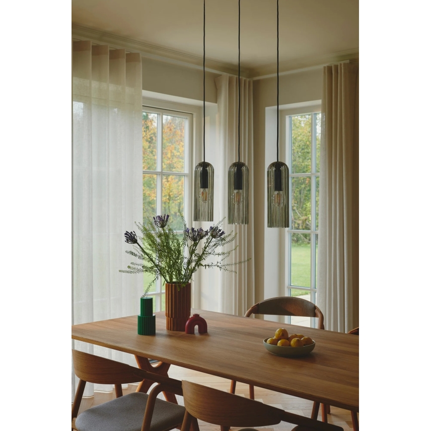 Nordlux - Lampadario a sospensione su cavo MIELLA 3xE27/25W/230V nero/fumé