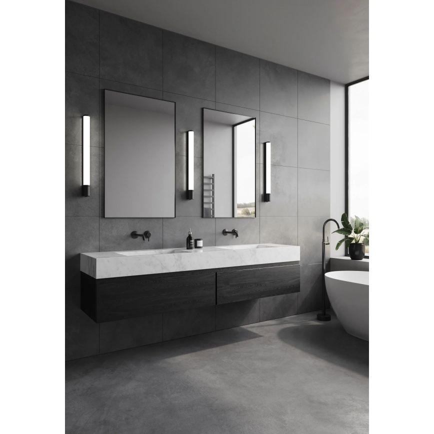 Nordlux - LED-Badspiegelleuchte mit Steckdose MALAIKA LED/15W/230V IP44 68,4cm schwarz