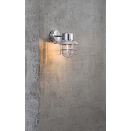 Nordlux - Outdoor-Wandleuchte BLOKHUS 1xE27/60W/230V IP54 silbern