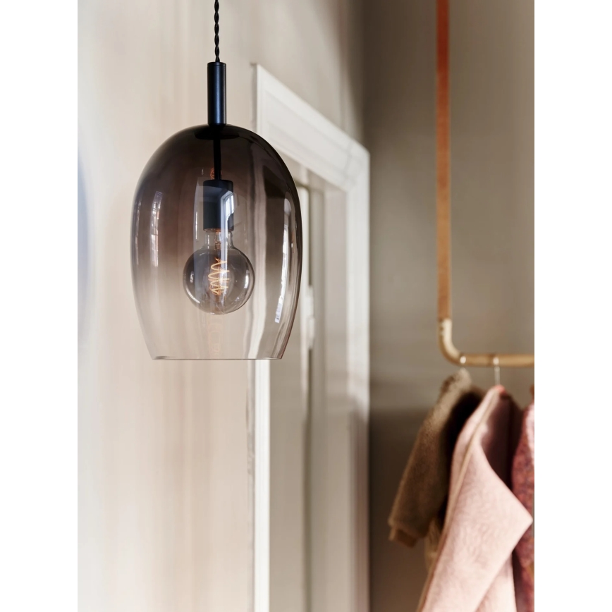 Nordlux - Pendelleuchte an Kabel UMA 1xE27/40W/230V Ø 23 cm schwarz/rauchglas
