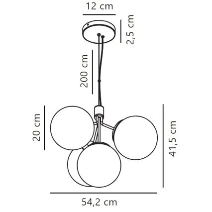 Nordlux - Suspension filaire IVONA 4xE27/28W/230V noir