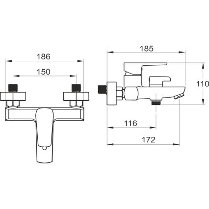 Novaservis - Badewannenset mit Armatur METALIA, schwarz