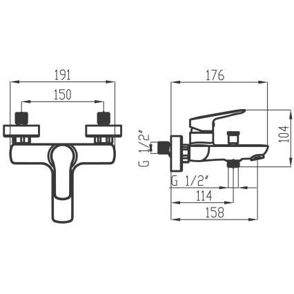 Novaservis - Ensemble pour baignoire avec mitigeur METALIA, chrome brillant