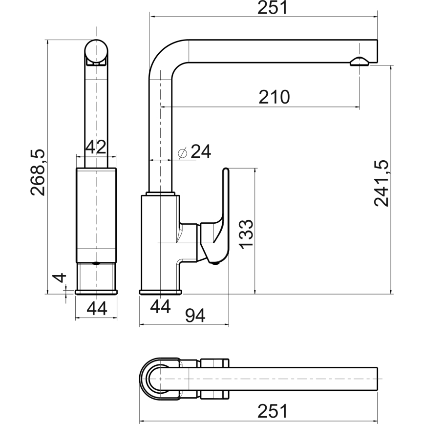 Novaservis - Miscelatore per lavello NOBLESS SHARP, finitura cromata lucida