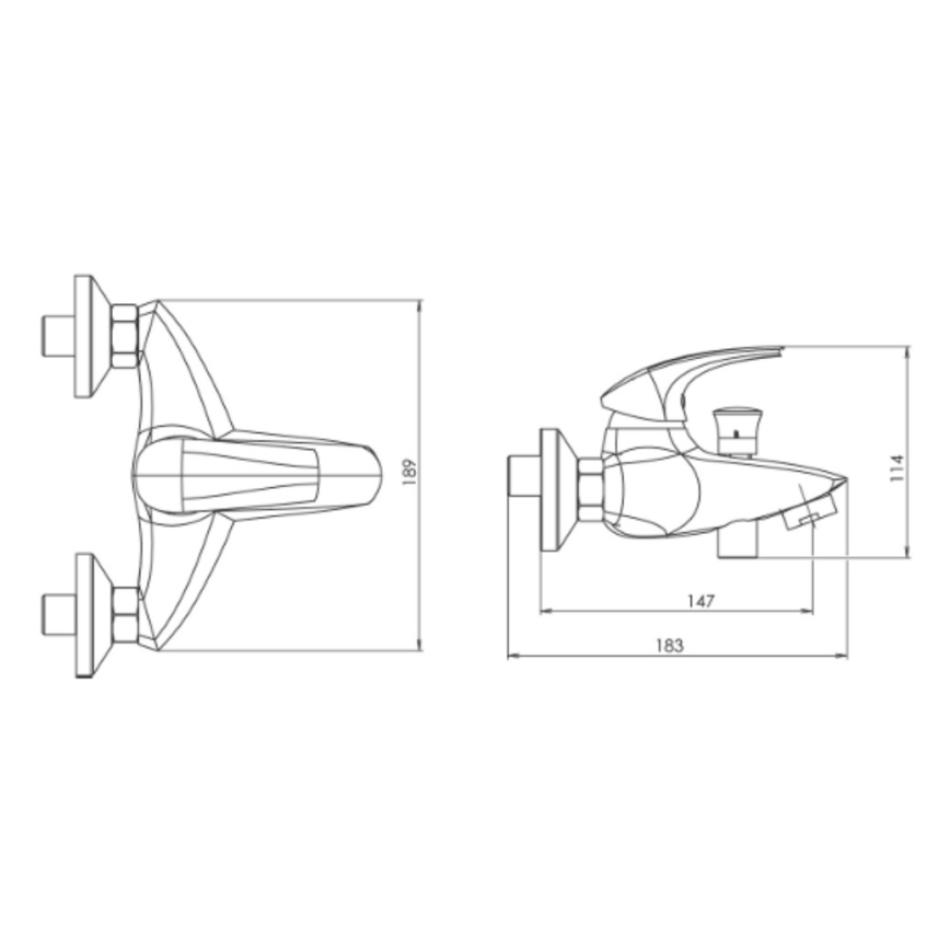 Novaservis - Mitigeur de baignoire METALIA, chrome brillant