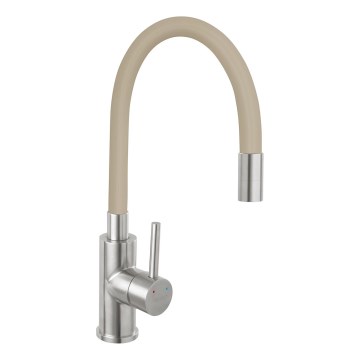 Novaservis - Rubinetto per lavello con braccio flessible acciaio inossidabile/beige