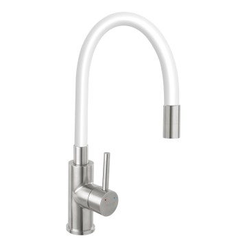 Novaservis - Rubinetto per lavello con braccio flessible acciaio inossidabile/bianco