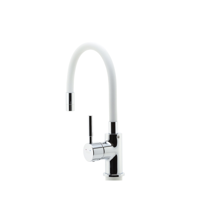 Novaservis - Rubinetto per lavello con braccio flessible cromo lucido/bianco