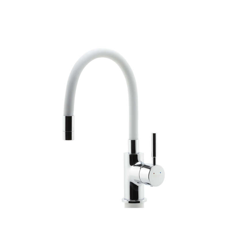 Novaservis - Rubinetto per lavello con braccio flessible cromo lucido/bianco