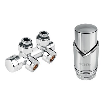 Novaservis - Set angolare per radiatori a collegamento centrale, cromo lucido