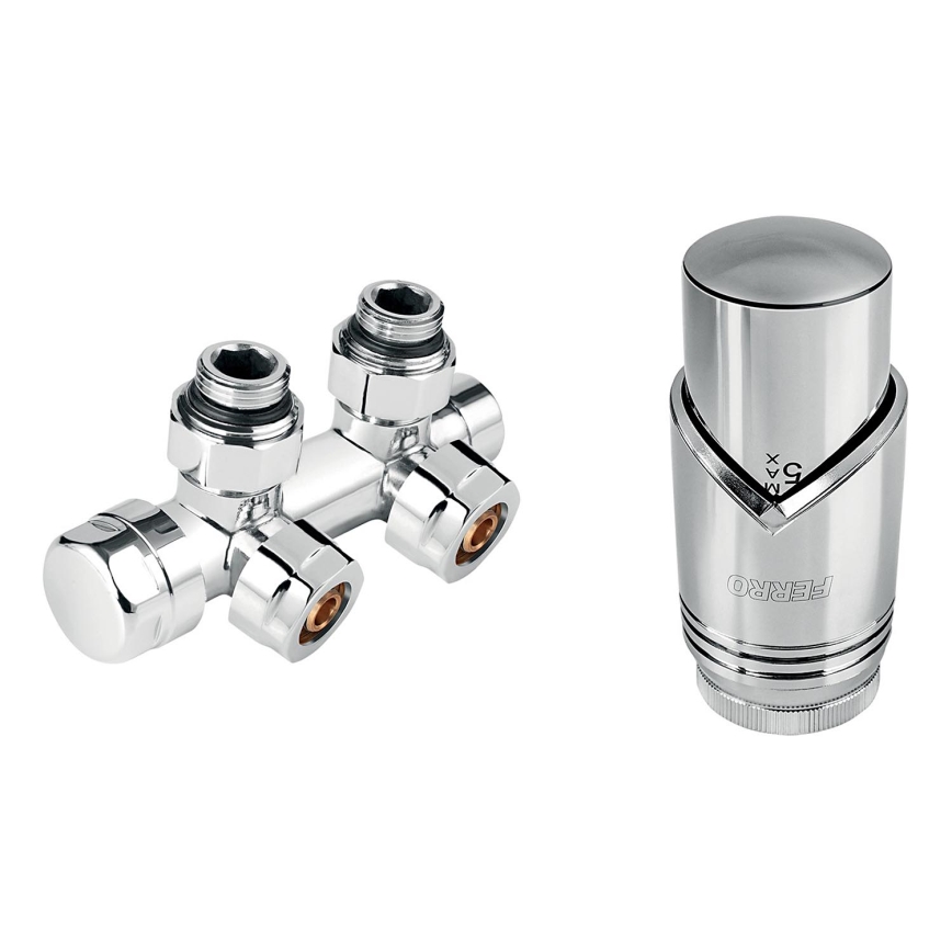 Novaservis - Set für Heizkörper mit Mittelanschluss, Eckausführung, glänzender Chrom