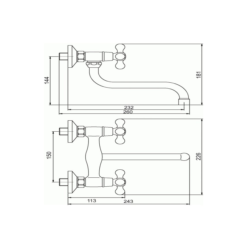 Novaservis - Spülbecken-/Waschbeckenarmatur TITANIA RETRO, hochglänzender Chrom