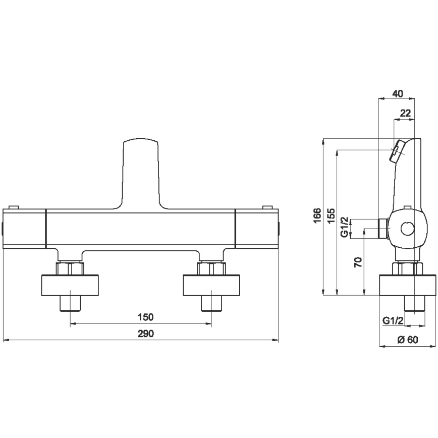 Novaservis - Thermostatische Badewannenarmatur METALIA glänzendes Chrom