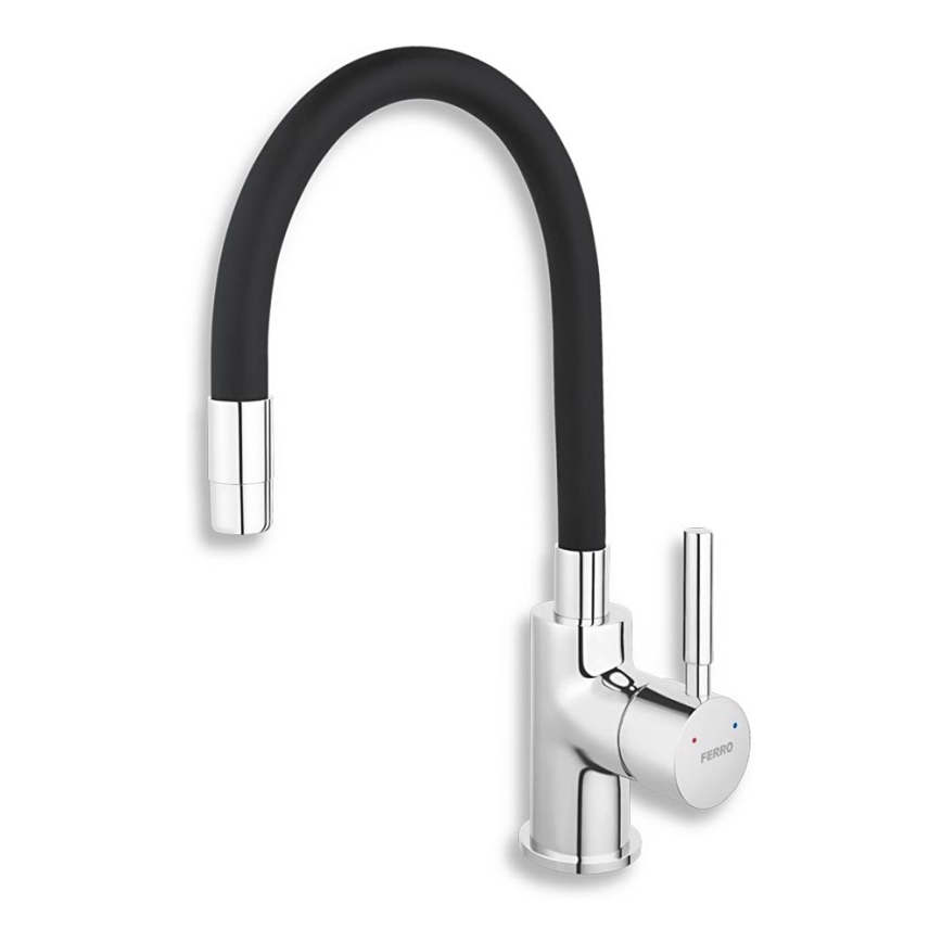 Novaservis - Wasserhahn (Armatur) mit flexiblem Arm glänzendes Chrom/matt schwarz