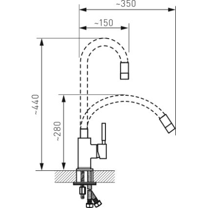 Novaservis - Wasserhahn (Armatur) mit flexiblem Arm glänzendes Chrom/matt schwarz