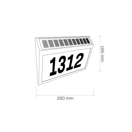 Numero civico solare LED NUMERO LED/3,7V 6000K 1200 mAh IP44 nero