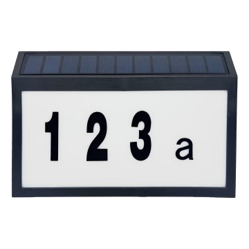 Numéro de maison solaire NUMERO LED/3,7V 6000K 1200 mAh IP44 noir