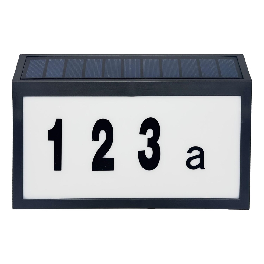 Numéro de maison solaire NUMERO LED/3,7V 6000K 1200 mAh IP44 noir