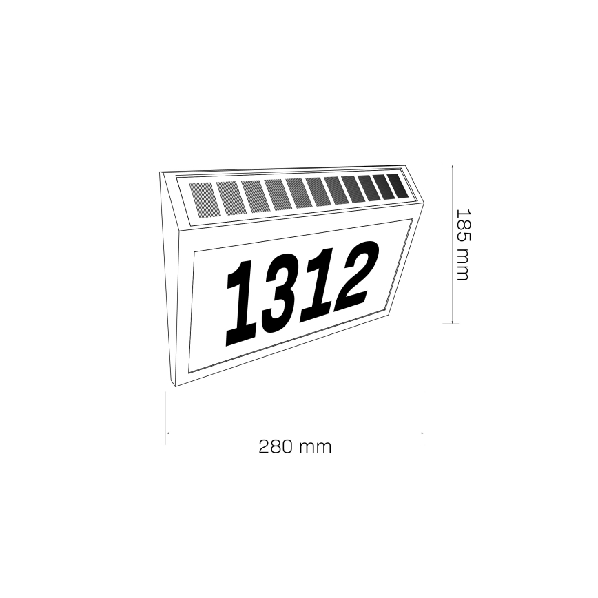 Numéro de maison solaire NUMERO LED/3,7V 6000K 1200 mAh IP44 noir