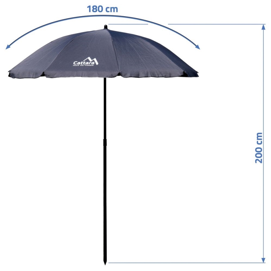 Ombrellone pieghevole inclinabile d. 1,8 m grigio