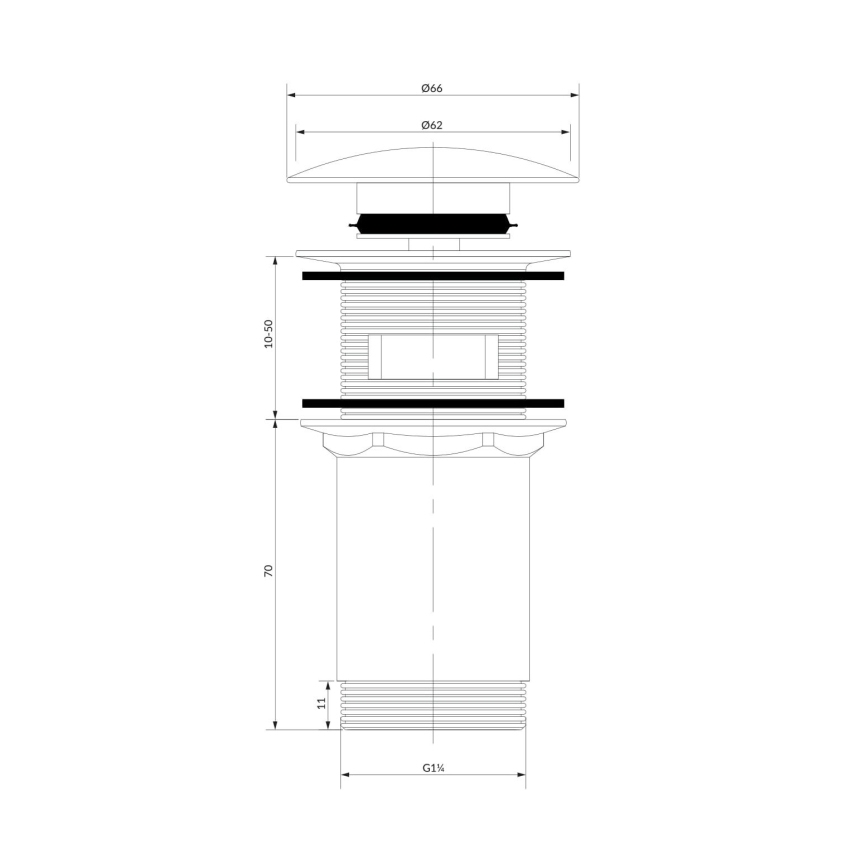 OMNIRES A706AT - Bonde de lavabo CLICK-CLACK d. 6,6 cm brossé anthracite