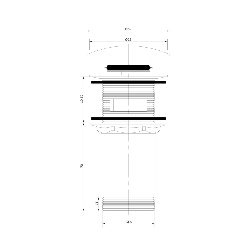 OMNIRES A706BM - Scarico del lavandino CLICK-CLACK diametro 6,6 cm bianco opaco
