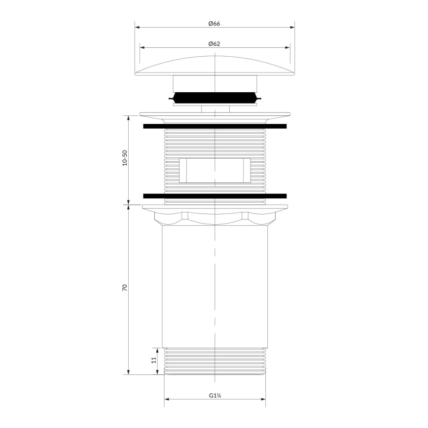 OMNIRES A706CPB - Scarico del lavandino CLICK-CLACK diametro 6,6 cm pettinato rame