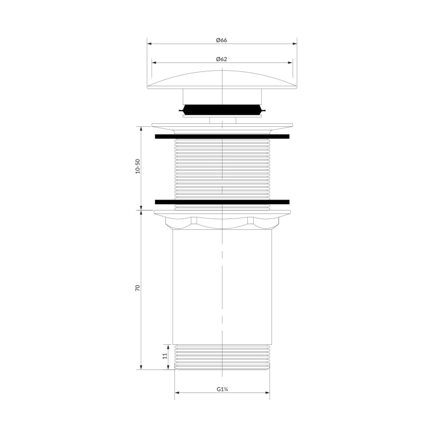 OMNIRES A716BL - Scarico del lavandino CLICK-CLACK diametro 6,6 cm semi-opaco nero