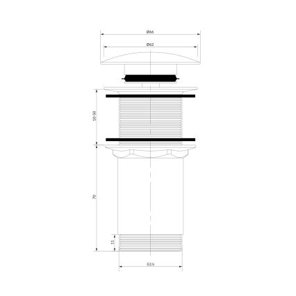 OMNIRES A716BP - Scarico del lavandino CLICK-CLACK diametro 6,6 cm bianco lucido