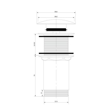 OMNIRES A716BR - Scarico del lavandino CLICK-CLACK diametro 6,6 cm pettinato bronzo antico