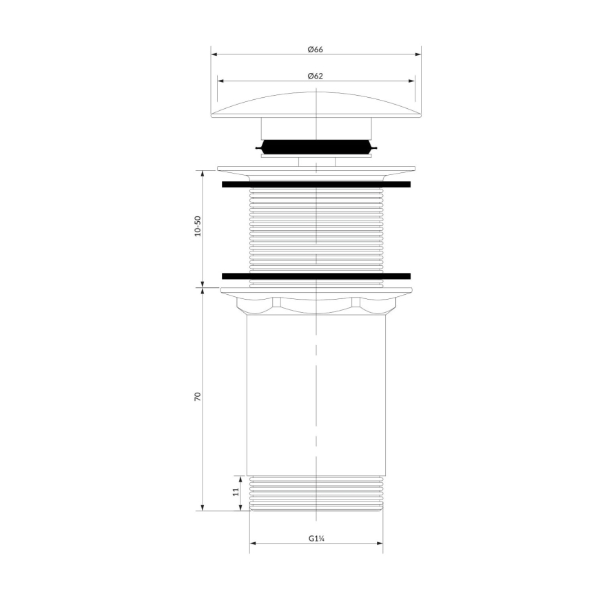 OMNIRES A716CP - Scarico del lavandino CLICK-CLACK diametro 6,6 cm lucente rame
