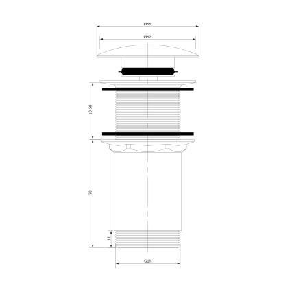 OMNIRES A716CR - Scarico del lavandino CLICK-CLACK diametro 6,6 cm cromo lucido
