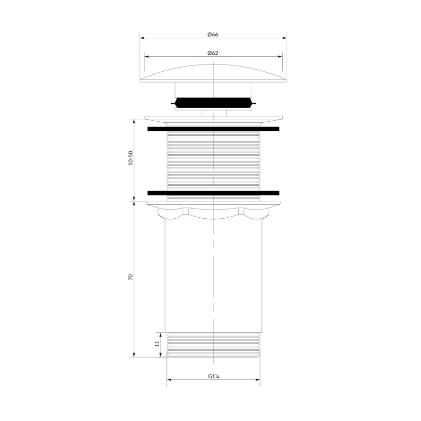 OMNIRES A716CR - Scarico del lavandino CLICK-CLACK diametro 6,6 cm cromo lucido