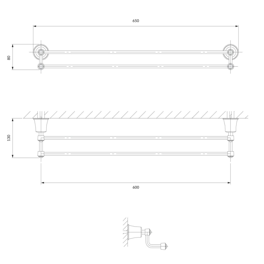 OMNIRES AL53226CR - Appendiabiti da parete ART LINE 65 cm cromo lucido
