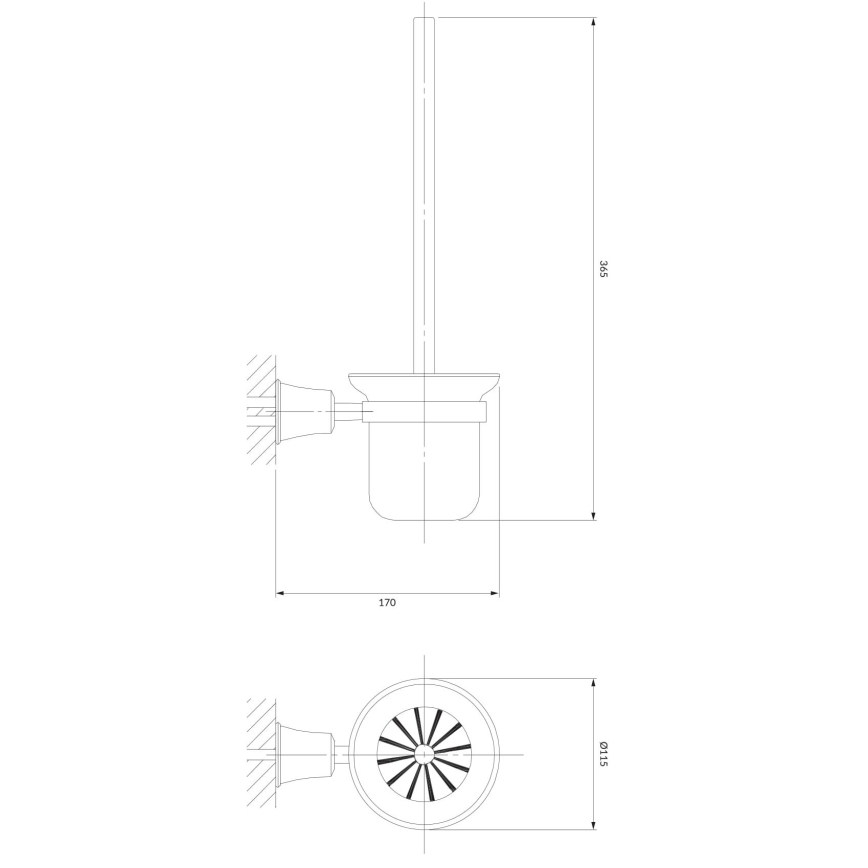 OMNIRES AL53620CR - Toilettenbürste wandmontiert ART LINE glänzendes Chrom
