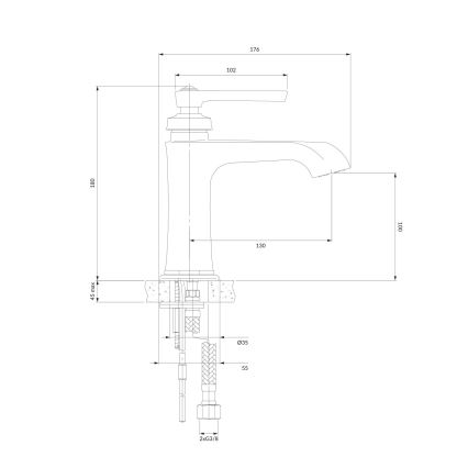 OMNIRES AM5210CR - Rubinetto del lavandino ARMANCE 18 cm cromo lucido
