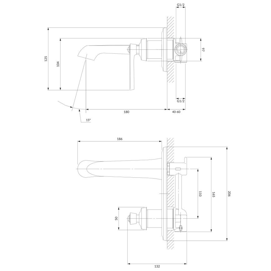 OMNIRES AM5215CR - Rubinetto per lavabo da incasso ARMANCE cromo lucido