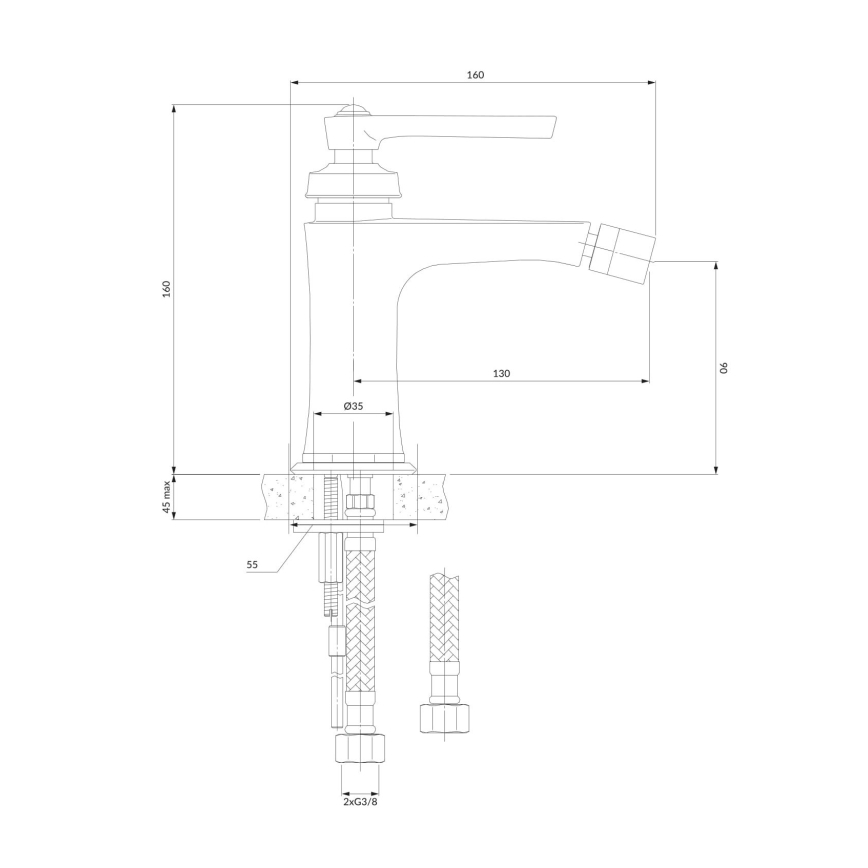OMNIRES AM5220CR - Rubinetto del bidet ARMANCE 16 cm cromo lucido