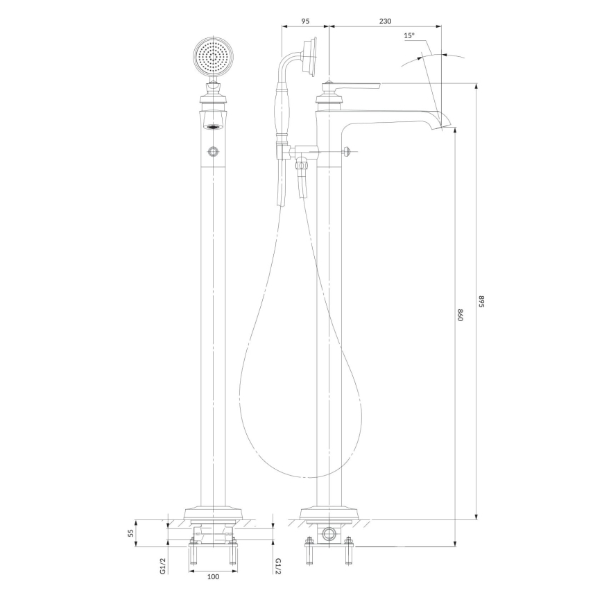 OMNIRES AM5233CR - Indipendente set da bagno con rubinetto ARMANCE cromo lucido