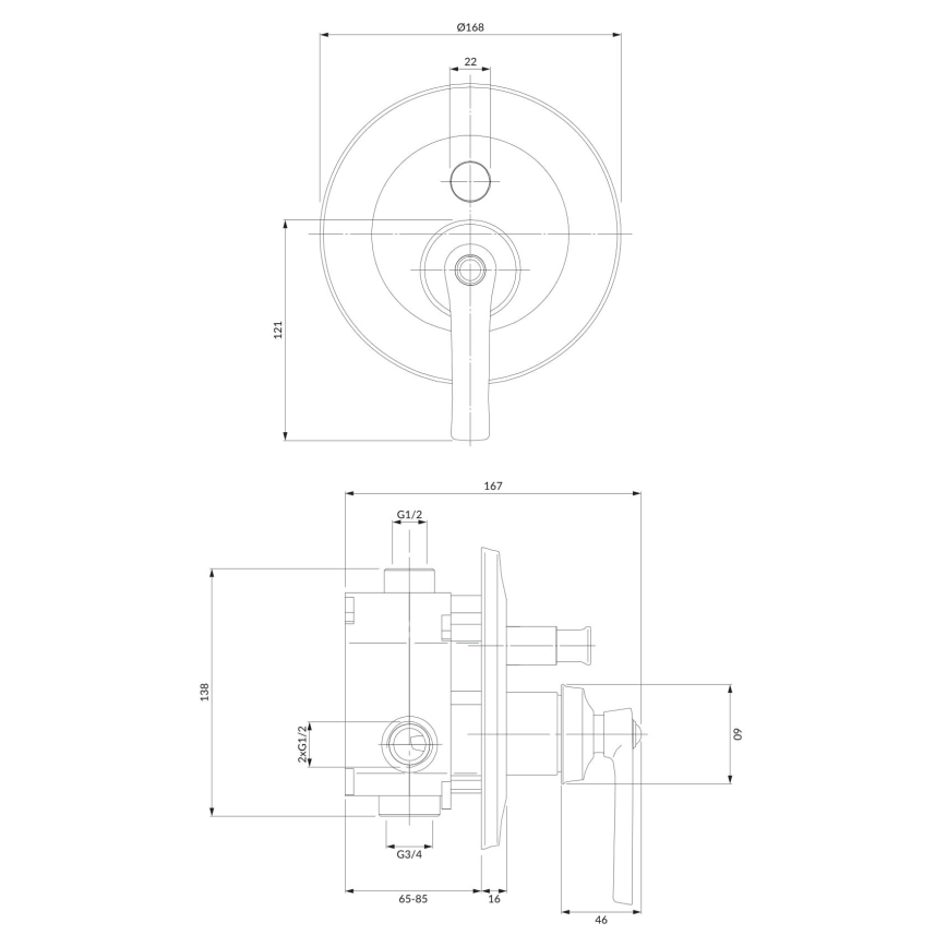 OMNIRES AM5235CR - Duscharmatur für Unterputz-Einbau ARMANCE glänzendes Chrom