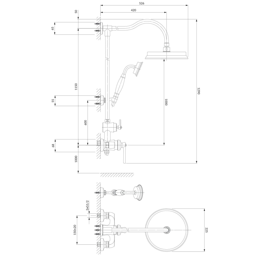 OMNIRES AM5244CR - Colonne de douche avec robinet ARMANCE chrome brillant