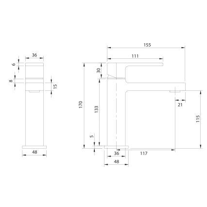 OMNIRES BA7810BL - Miscelatore per lavabo BARETTI 17 cm nero opaco