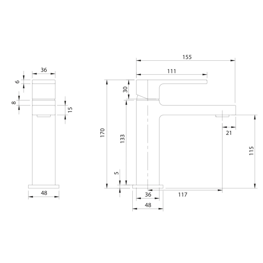 OMNIRES BA7810CR - Mitigeur pour lavabo BARETTI 17 cm, chromé brillant