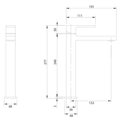 OMNIRES BA7812CR - Waschbeckenarmatur BARETTI 27,7 cm, glänzender Chrom