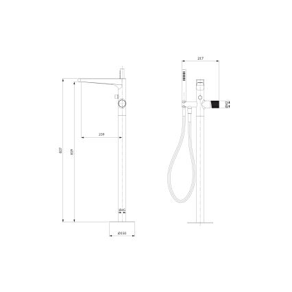 OMNIRES CT8033CR - Set vasca da bagno autoportante con miscelatore CONTOUR cromo lucido